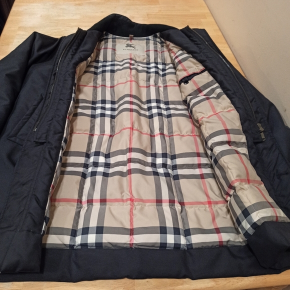 Burberry men's black puffer parka lining long coat SZ XL - Picture 11 of 16